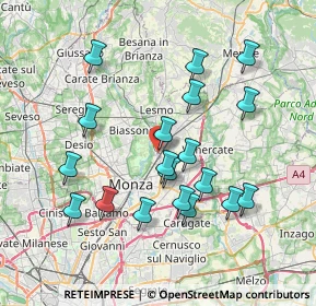 Mappa Via Pier Capponi, 20852 Villasanta MB, Italia (7.27474)