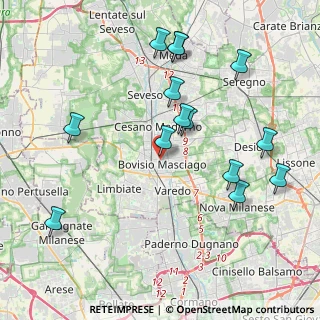 Mappa Via Camillo Benso Conte di Cavour, 20813 Bovisio-Masciago MB, Italia (4.32571)