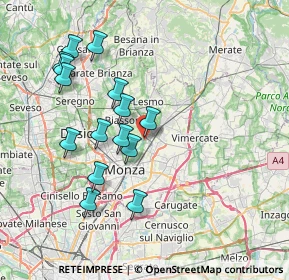 Mappa Via Montello, 20852 Villasanta MB, Italia (7.33067)