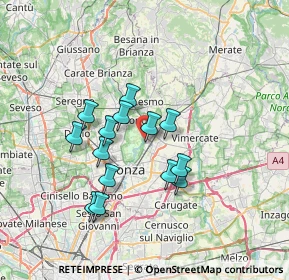 Mappa Via Montello, 20852 Villasanta MB, Italia (5.78857)