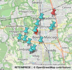 Mappa Via A. Tadino, 20812 Limbiate MB, Italia (1.56929)