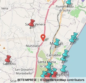 Mappa A18 Messina - Catania, 95016 Mascali CT, Italia (3.549)