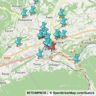 Mappa Via Mezzaterra, 32032 Feltre BL, Italia (1.6175)