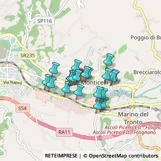 Mappa Pedonale Ovest Monticelli, 63100 Ascoli Piceno AP, Italia (0.6255)