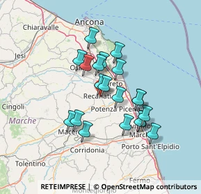 Mappa Via Martiri di Spagna, 62019 Recanati MC, Italia (11.5345)