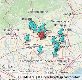 Mappa Via del Tredase, 31050 Vedelago TV, Italia (9.83267)