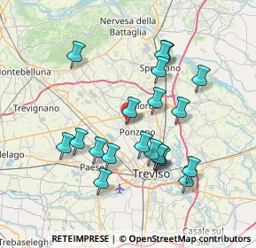 Mappa Piazza Chiesa Paderno, 31050 Ponzano Veneto TV, Italia (6.9335)