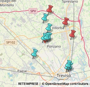 Mappa Via dei Bersaglieri, 31050 Ponzano Veneto TV, Italia (3.4775)