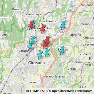 Mappa Via delle Grigne, 20833 Giussano MB, Italia (1.38818)