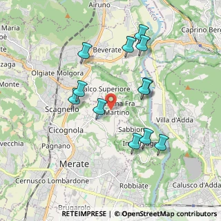 Mappa Via Augusto Righi, 23807 Merate LC, Italia (1.80667)