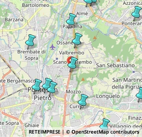 Mappa Via per Briolo, 24030 Mozzo BG, Italia (2.725)