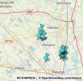 Mappa Via Borgo Ruga, 31050 Ponzano Veneto TV, Italia (3.43538)