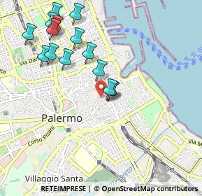 Mappa Via Giuseppe D'Alessi, 90134 Palermo PA, Italia (1.14667)