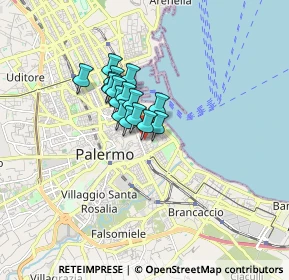 Mappa Piazza Aragona, 90133 Palermo PA, Italia (1.12125)