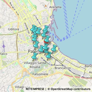 Mappa Via Zara, 90133 Palermo PA, Italia (1.24667)