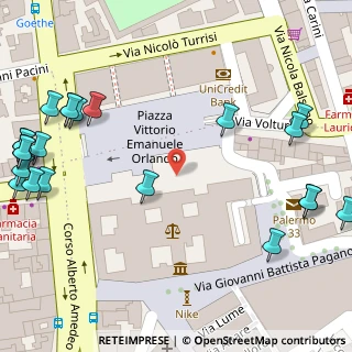 Mappa Piazza Vittorio Emanuele Orlando, 90138 Palermo PA, Italia (0.09545)