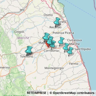 Mappa Raccordo Autostradale Tolentino-Civitanova Marche, 62014 Corridonia MC, Italia (10.46154)