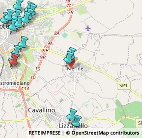 Mappa Via Armando Diaz, 73023 Lizzanello LE, Italia (3.49111)