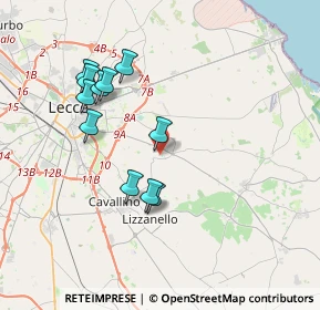 Mappa Via Montenegro, 73023 Lizzanello LE, Italia (3.77727)