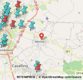 Mappa Via Vernole, 73023 Merine LE, Italia (3.7745)