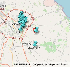 Mappa Via Guglielmo Marconi, 73023 Merine LE, Italia (3.76833)