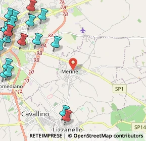 Mappa Via Guglielmo Marconi, 73023 Merine LE, Italia (3.8025)