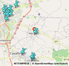 Mappa Via Guglielmo Marconi, 73023 Merine LE, Italia (3.59231)