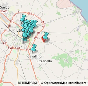 Mappa Via Lecce Km. 3, 73023 Lizzanello LE, Italia (3.6755)