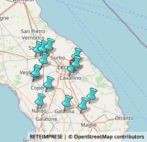 Mappa Via delle Magnolie, 73023 Merine LE, Italia (14.63786)