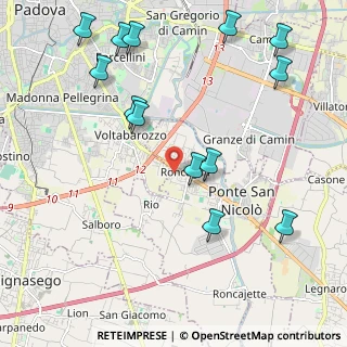 Mappa Via S. Basilio, 35020 Ponte San Nicolò PD, Italia (2.52846)