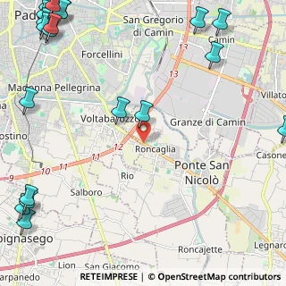 Mappa Via Gaetano Donizetti, 35020 Ponte San Nicolò PD, Italia (3.8385)