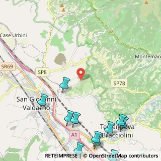 Mappa Frazione Ville - Madrigale, 52028 Terranuova Bracciolini AR, Italia (3.47167)