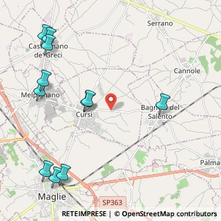 Mappa Via Bagnolo, 73020 Cursi LE, Italia (3.09273)