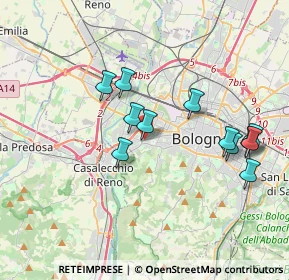 Mappa Via Antonio Francesco Ghiselli, 40134 Bologna BO, Italia (3.64667)