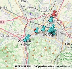 Mappa Via Antonio Francesco Ghiselli, 40134 Bologna BO, Italia (2.94545)