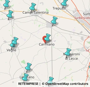 Mappa Via Giuseppe Garibaldi, 73041 Carmiano LE, Italia (6.57923)