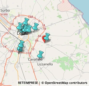 Mappa Via Provinciale Lecce - Vernole, 73023 Lizzanello LE, Italia (4.112)