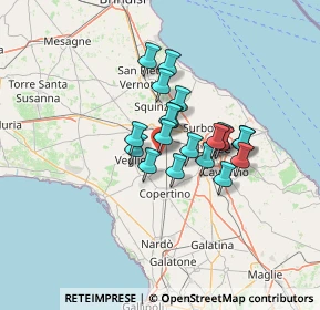 Mappa Via A. de Gasperi, 73041 Carmiano LE, Italia (9.9775)