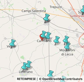 Mappa Via A. de Gasperi, 73041 Carmiano LE, Italia (5.53929)
