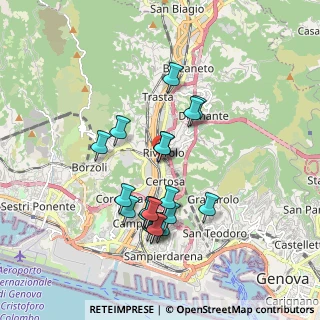 Mappa Via alla Stazione di Rivarolo, 16161 Genova GE, Italia (1.6995)