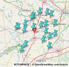 Mappa A7 Milano - Genova, 27030 Pieve Albignola PV, Italia (7.0725)
