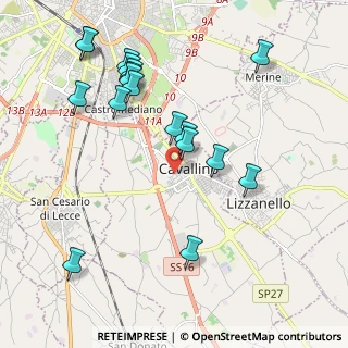 Mappa Via Cavalieri di Vittorio Veneto, 73020 Cavallino LE, Italia (2.38889)