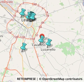 Mappa Via Vecchia Lizzanello, 73023 Lizzanello LE, Italia (4.14182)