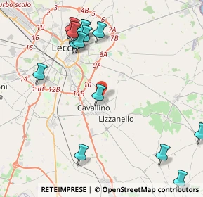 Mappa Via Vecchia Lizzanello, 73023 Lizzanello LE, Italia (5.49929)