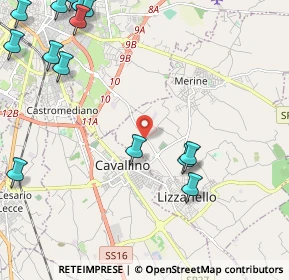 Mappa Via Vecchia Lizzanello, 73023 Lizzanello LE, Italia (3.7245)