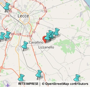 Mappa Ufficio operativo e ritiro ordini online, 73023 Lizzanello LE, Italia (5.69333)