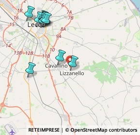 Mappa Ufficio operativo e ritiro ordini online, 73023 Lizzanello LE, Italia (5.14364)