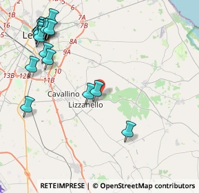 Mappa Case Sparse Via Comunale di Lei, 73023 Lizzanello LE, Italia (5.9815)