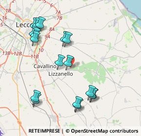 Mappa Case Sparse Via Comunale di Lei, 73023 Lizzanello LE, Italia (4.66882)
