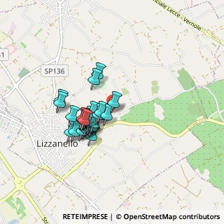 Mappa Case Sparse Via Comunale di Lei, 73023 Lizzanello LE, Italia (0.71429)